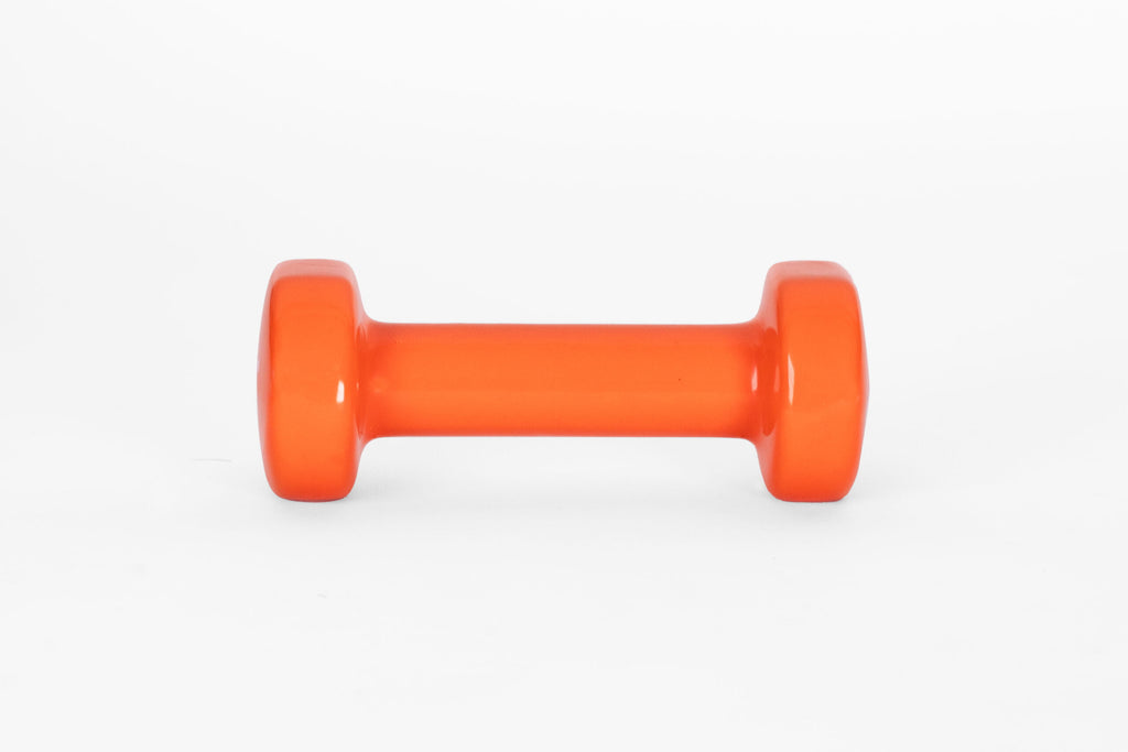 YORK 2 lb orange vinyl dumbbell - front view