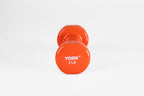 YORK 2 lb orange vinyl dumbbell - side view