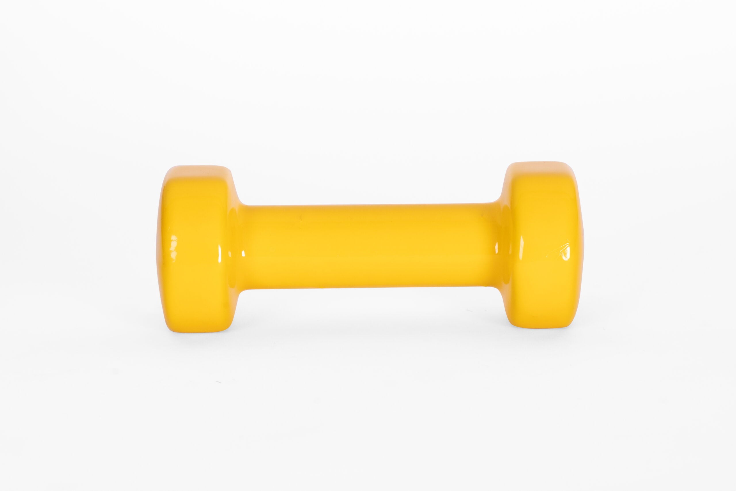 YORK 4 lb yellow vinyl dumbbell - front view