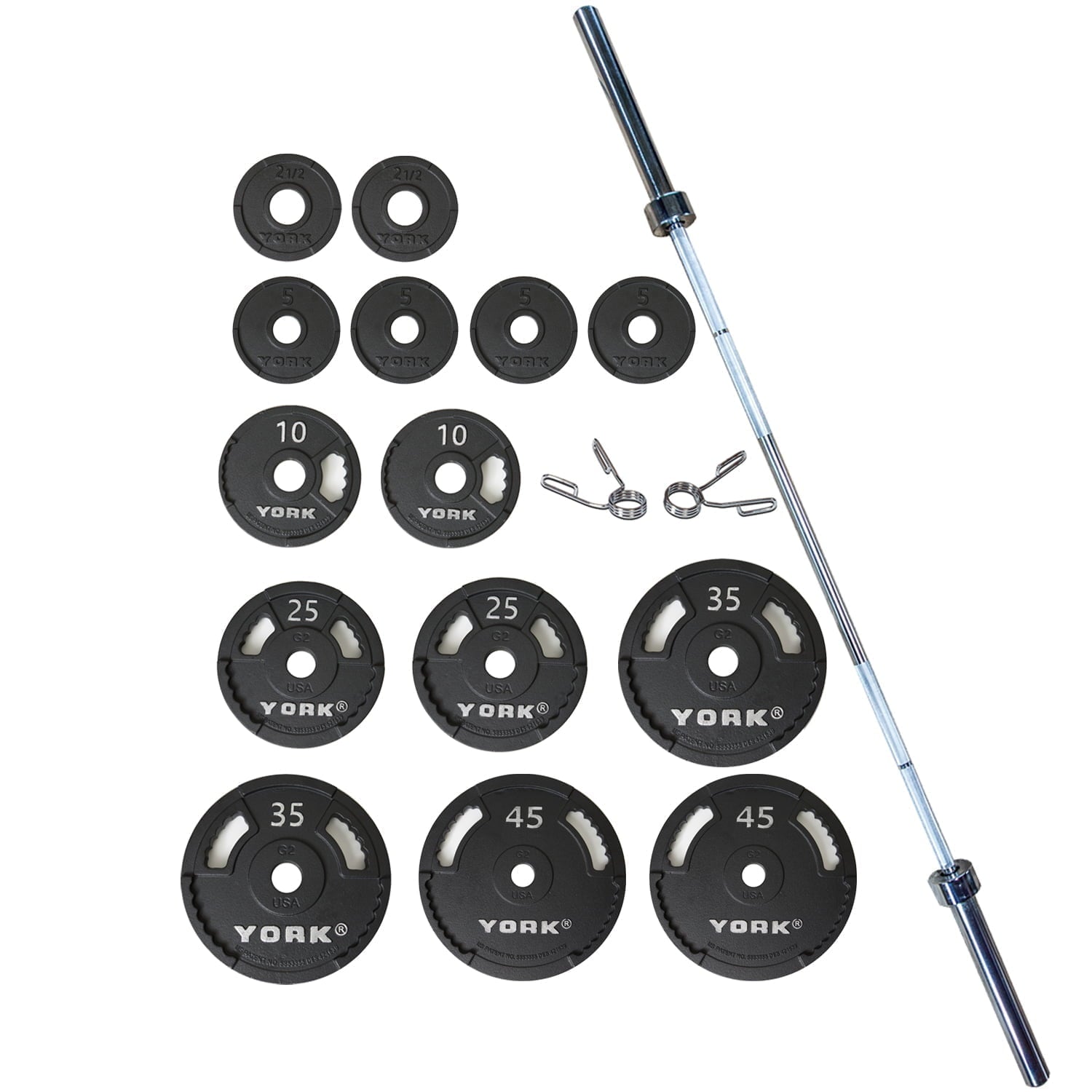 YORK® 300lb G-2 Cast Iron Olympic Plate Set