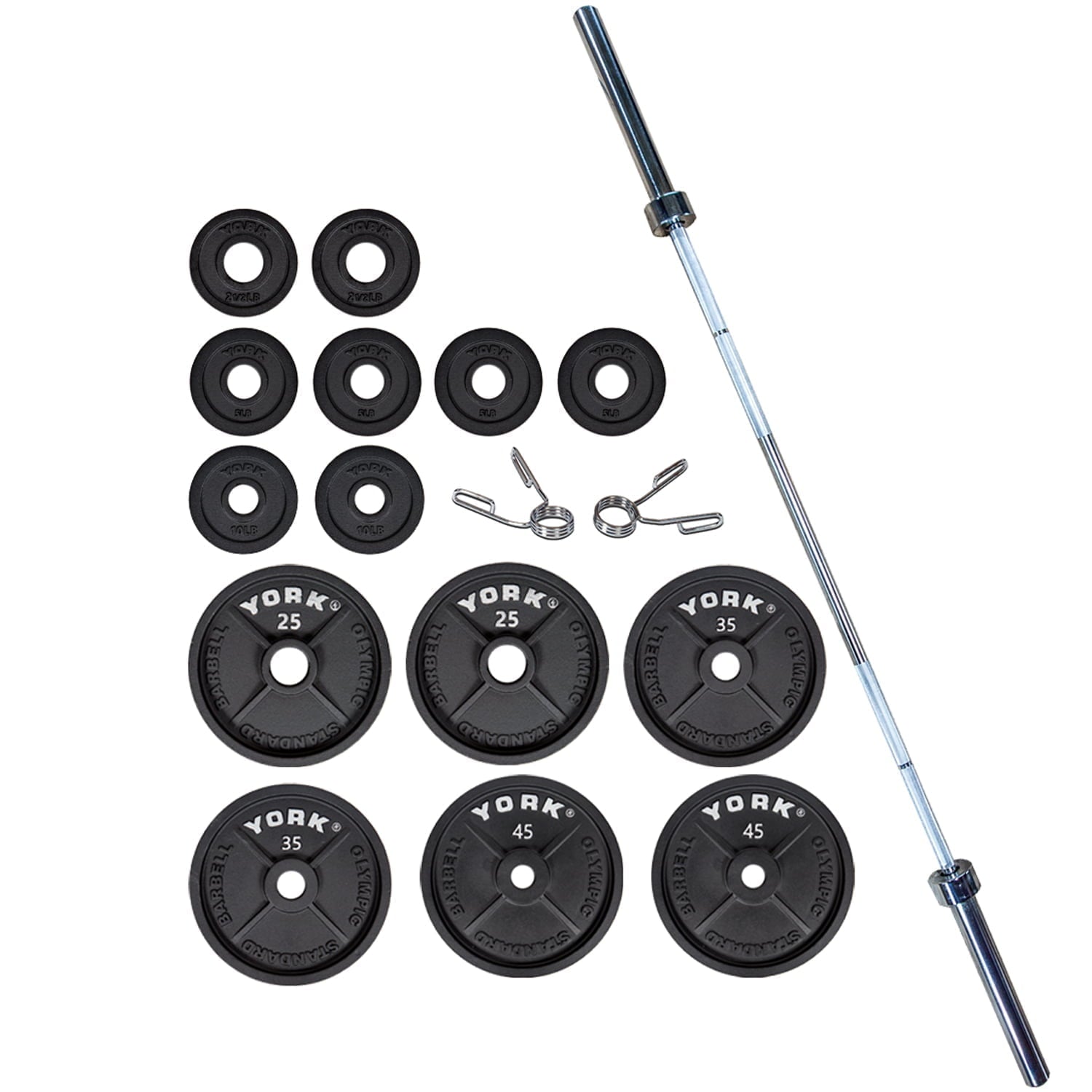 YORK® 300lb Cast Iron Olympic Weight Plate Set