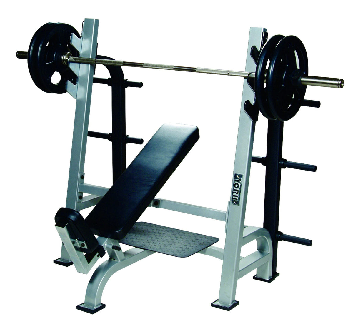 YORK® STS Olympic Incline Bench Press w/ Gun Racks – York Barbell Canada