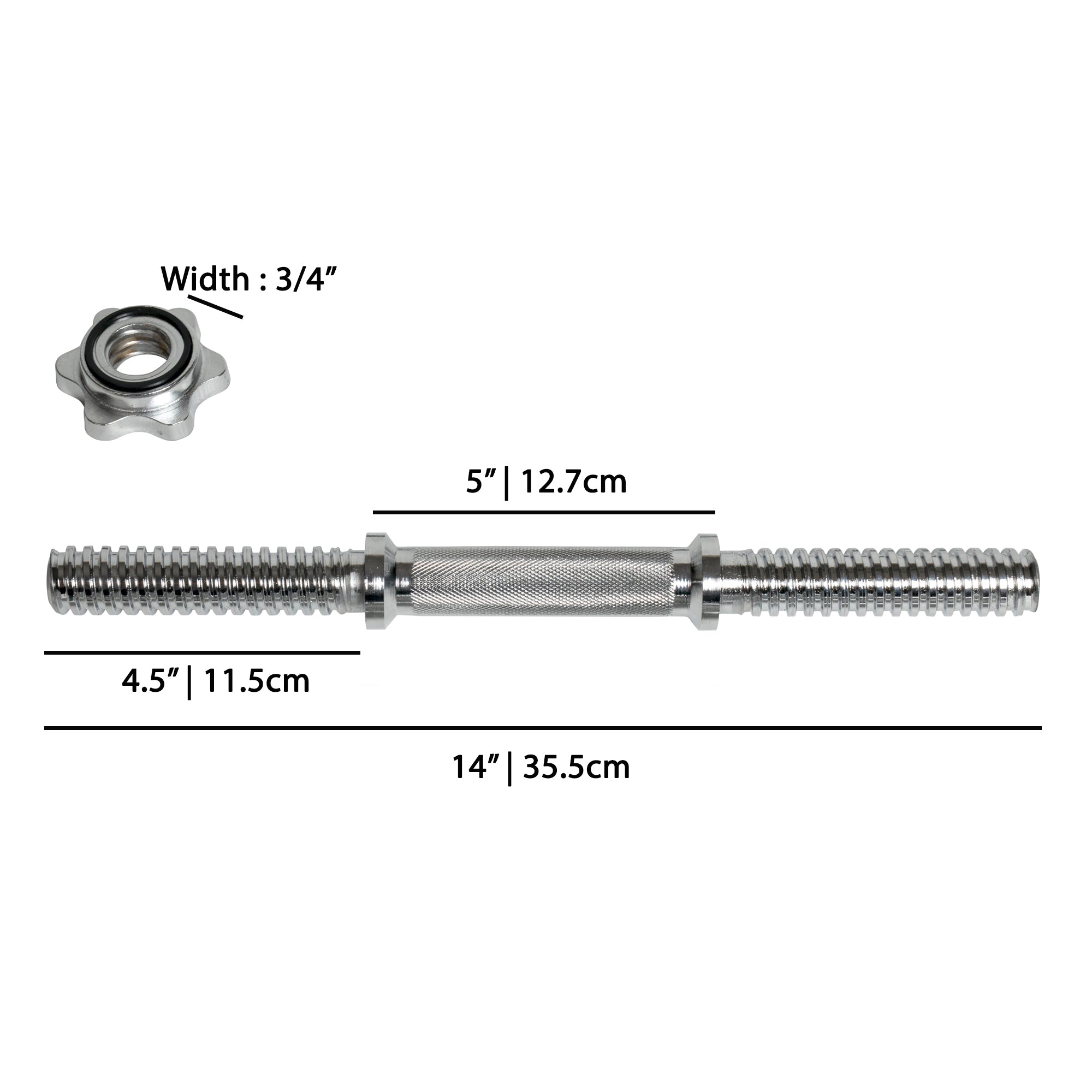 YORK® Chrome 14" Spin-Lock Dumbbell Handle w/ Spin-Lock Collars