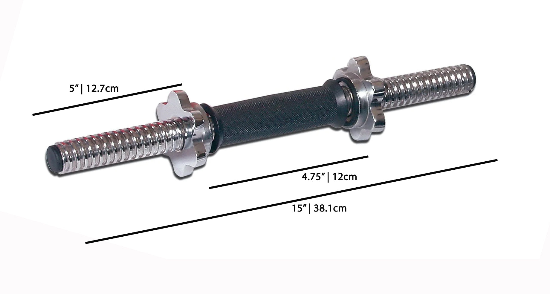 YORK® 15" Tubular Spinlock Dumbbell Handles w/ Chrome Collars
