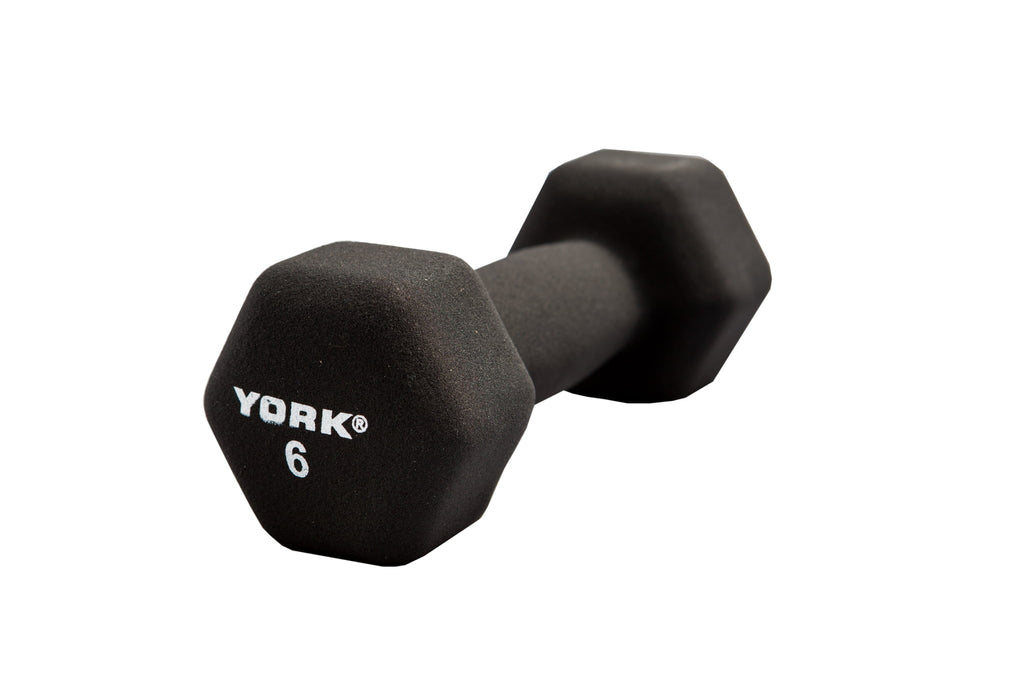 YORK's 6 lb Black Neoprene Dumbbell