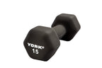 YORK's 15 lb Black Neoprene Dumbbell