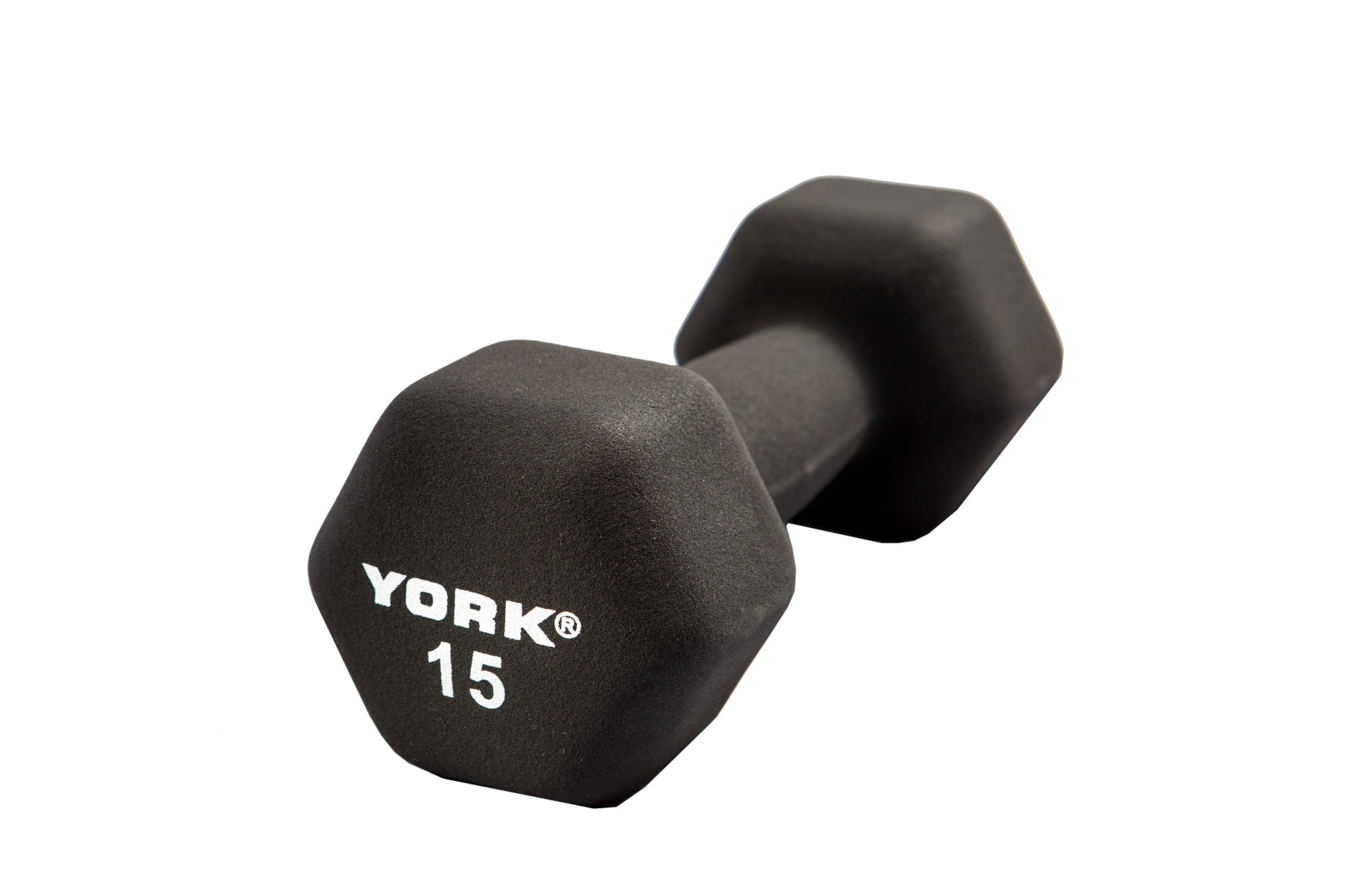 YORK's 15 lb Black Neoprene Dumbbell
