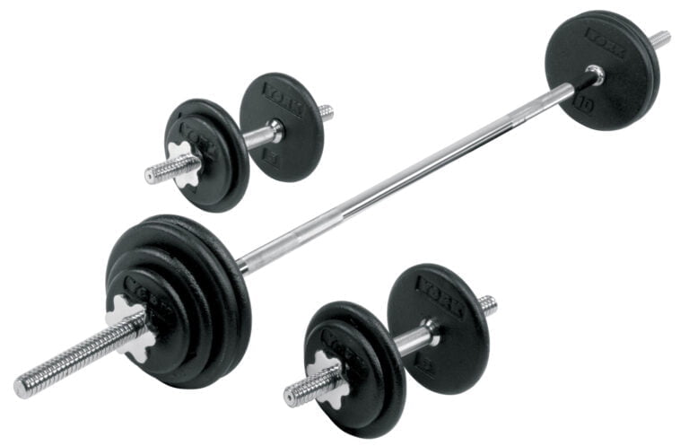 YORK® Cast Iron Dumbbell / Barbell Spinlock 110lb Set