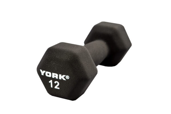 YORK's 12 lb Black Neoprene Dumbbell