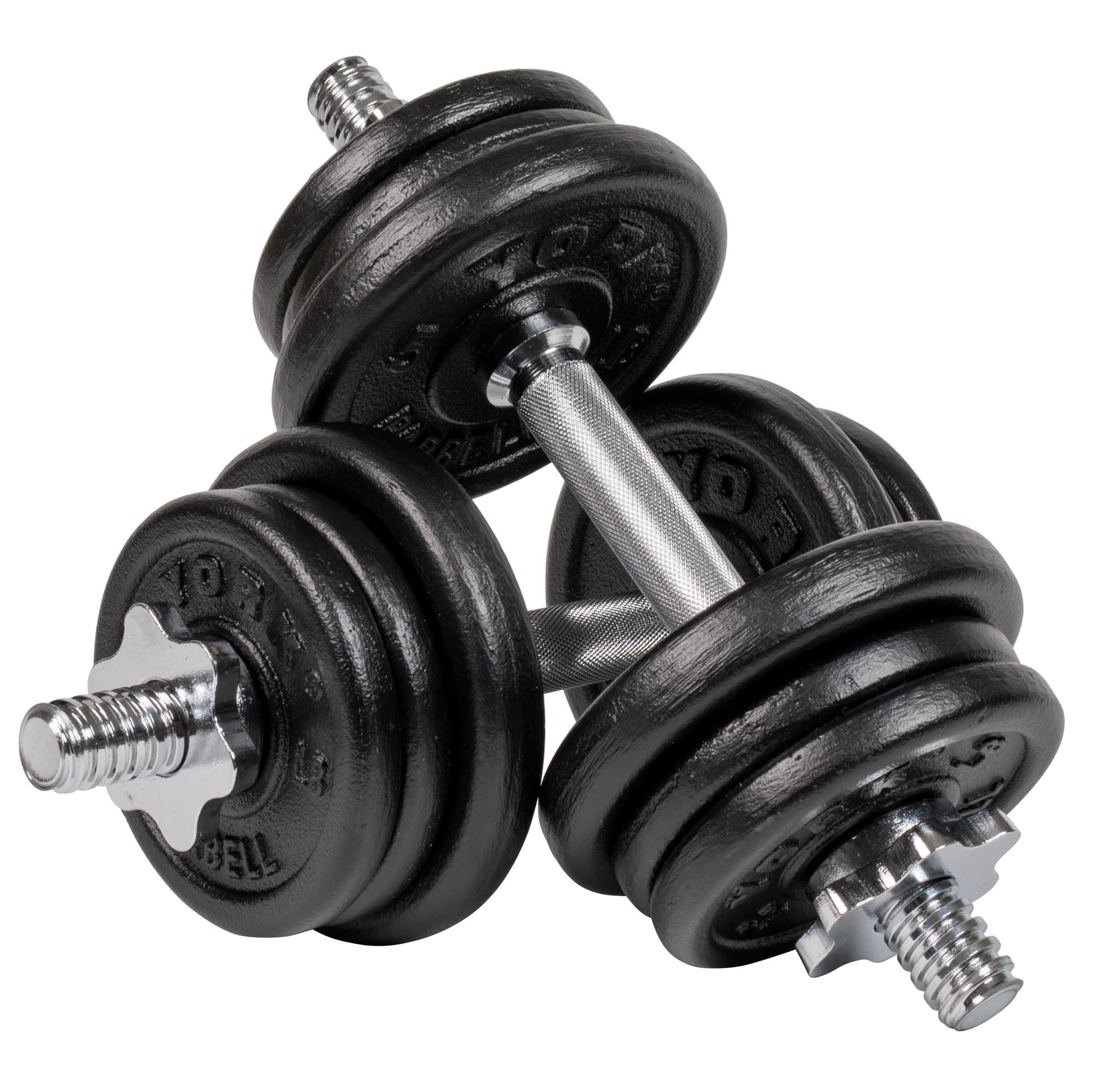 14" Solid Steel Spinlock Dumbbell Handles w/ Collars York Barbell