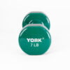 YORK 7 lb green vinyl dumbbell - side view