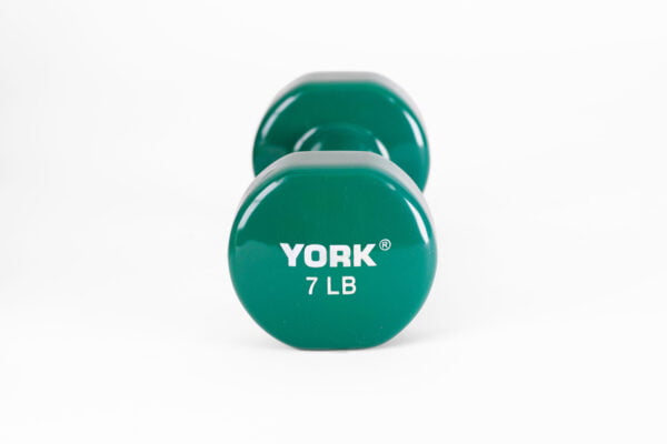 YORK 7 lb green vinyl dumbbell - side view